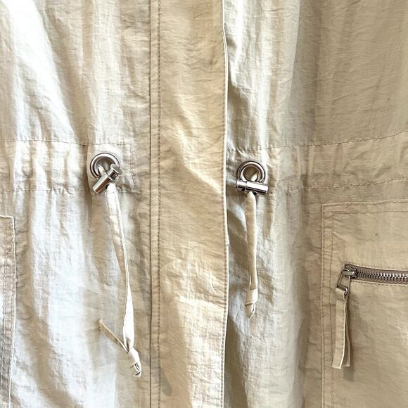 Low Classic Tan Lightweight Combat Jacket With Removeable Hood and Cinched Waist - Picture 7 of 16